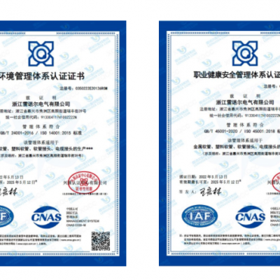 雷諾爾電氣順利通過(guò)ISO14001和ISO45001環(huán)境、安全管理體系認證